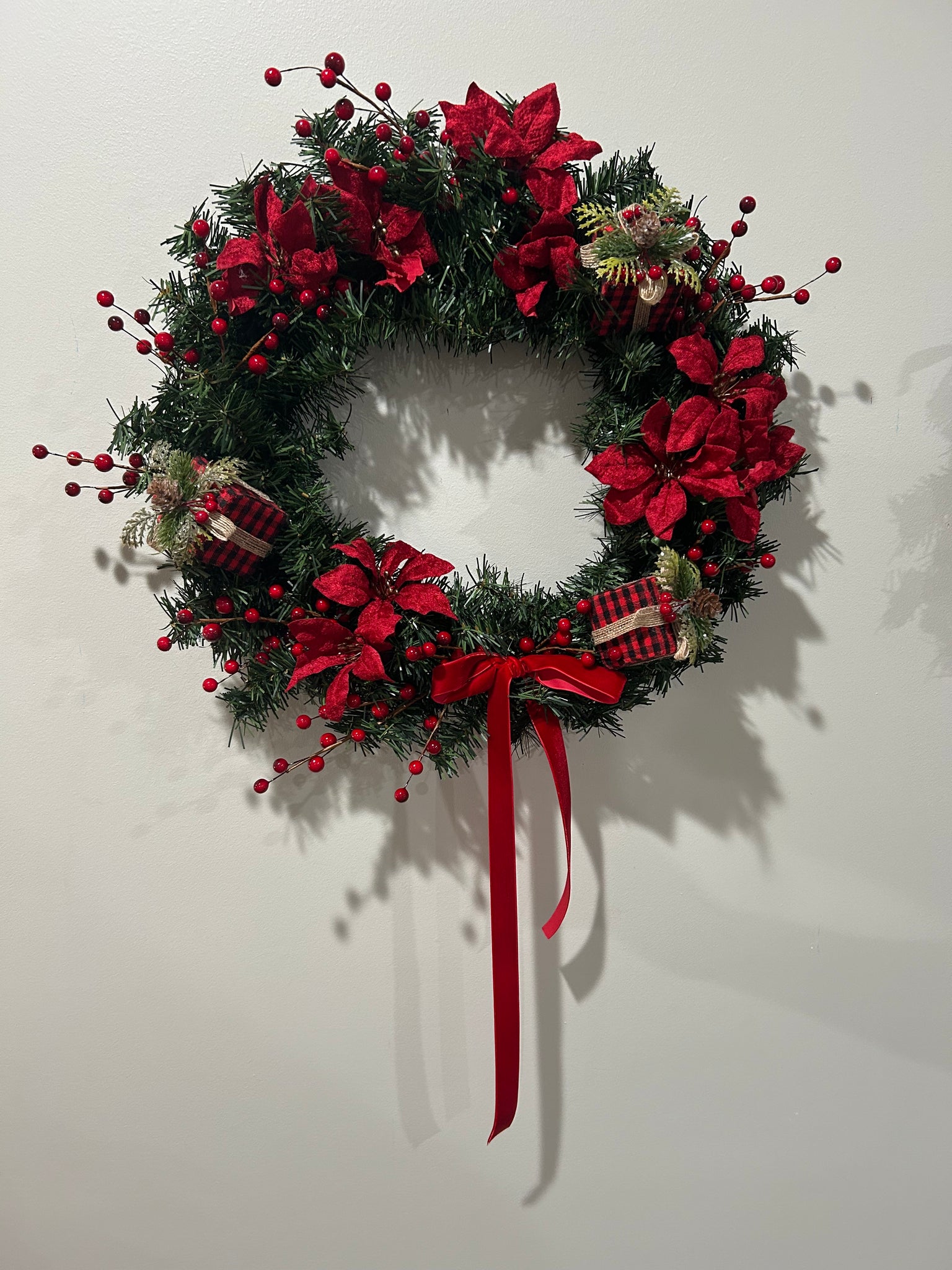 custom silk floral holiday wreath