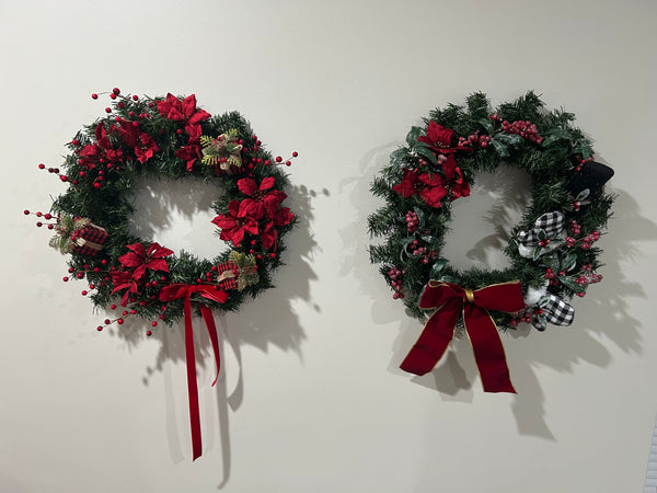 custom silk floral holiday wreath