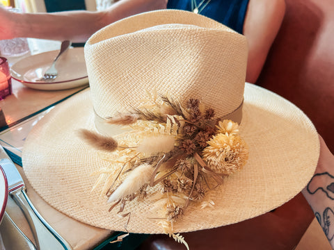 dried floral hat piece