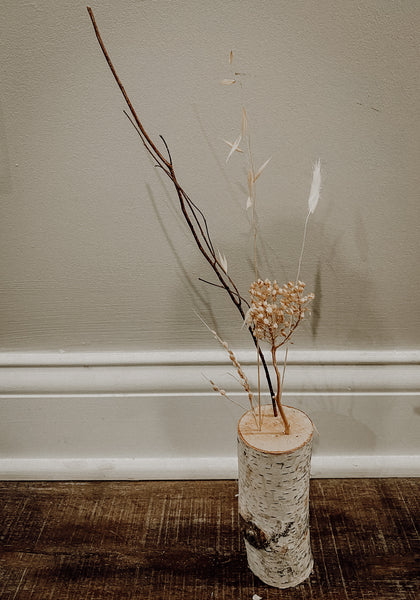 birch log bud vases