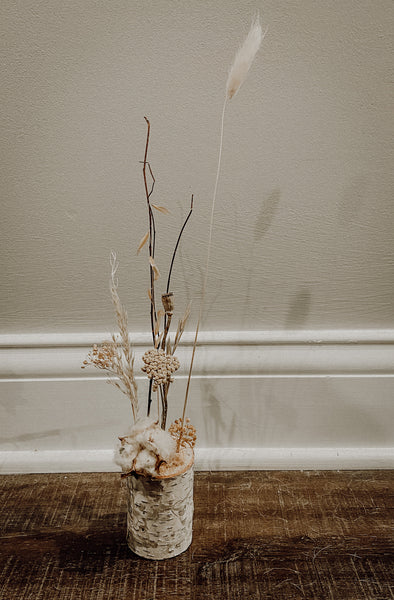 birch log bud vases